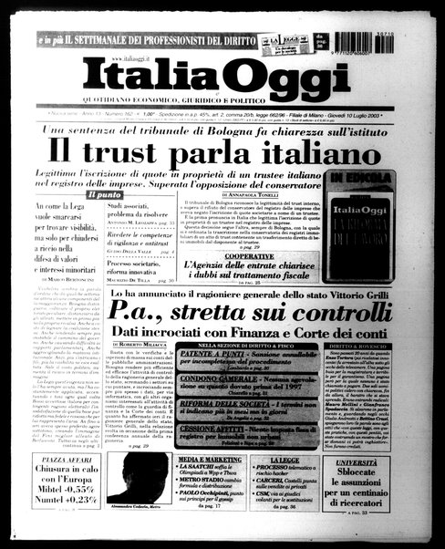 Italia oggi : quotidiano di economia finanza e politica